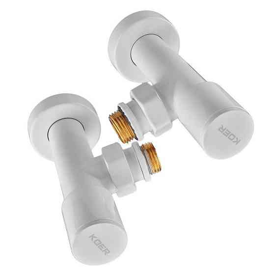 Комплект кранів для рушникосушки кутовий Koer KR.SET.534 WHITE - M1/2''xM1/2'' подовжений (KR5843)   ( 29665 ) Харьков