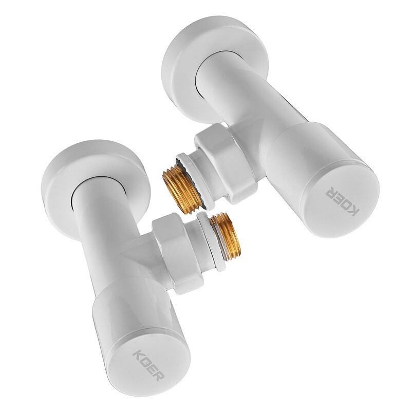 Комплект кранів для рушникосушки кутовий Koer KR.SET.534 WHITE - M1/2''xM1/2'' подовжений (KR5843)   ( 29665 ) Харків - фото 6