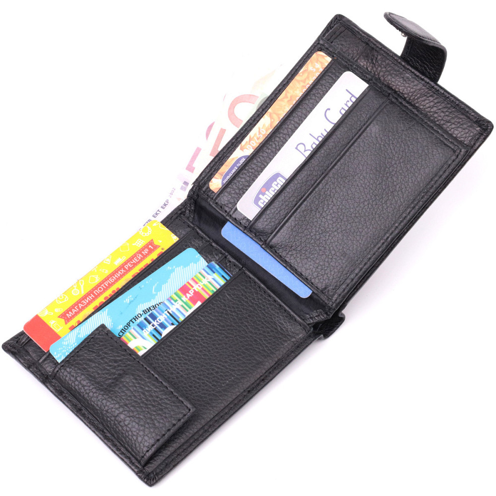 Гаманець чоловічий середнього розміру з натуральної шкіри ST Leather 22473 Чорний Київ - фото 6