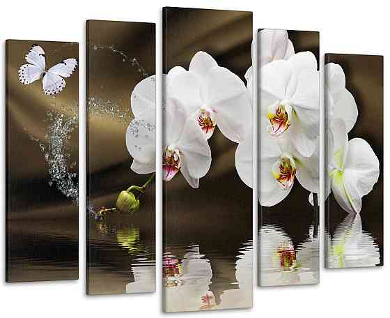 Модульна картина у вітальню / спальню Абстракція Квіти Орхідеї Art-389_5 ( 80х118см ) Київ