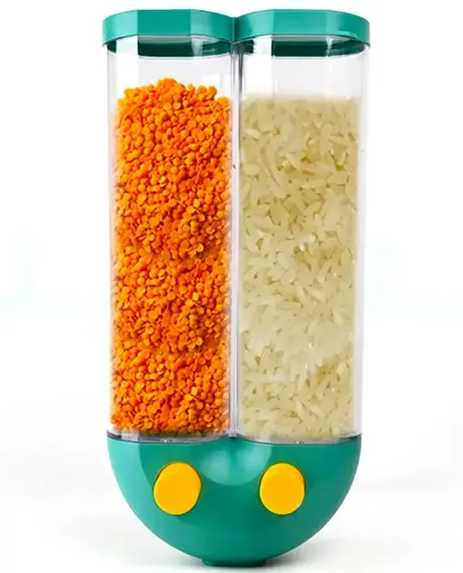 Диспенсер для круп с дозатором на 2 секции, до 2кг / Органайзер для сыпучих продуктов Коломия - фото 1