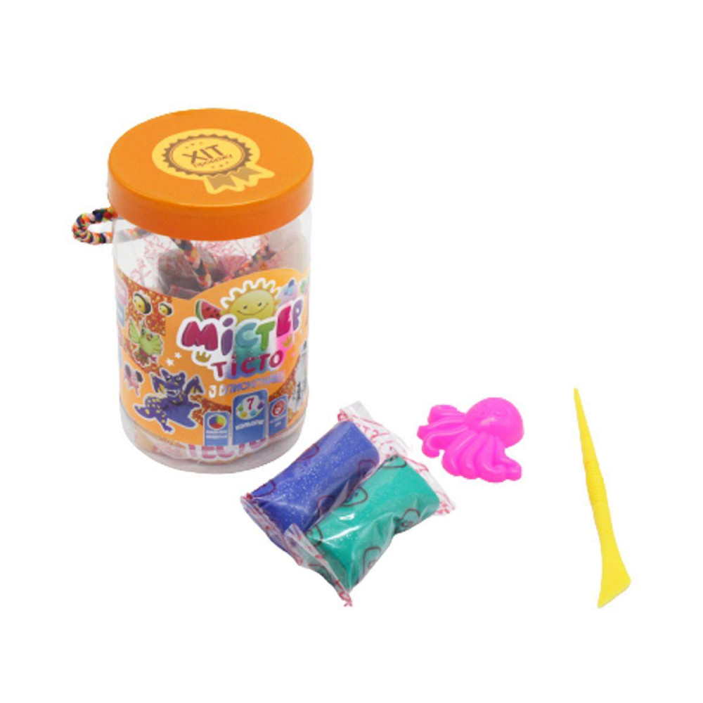 Набір тіста для ліпки 71807 (укр) Містер тісто 7 кольорів з блискітками, у блістері 7*11см, шт Киев - изображение 1