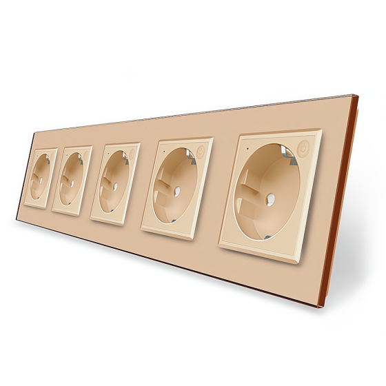 П'ятимісна розумна розетка ZigBee із заземленням Livolo золотий (VL-C7FCTC16AZ-10AP) Коломыя