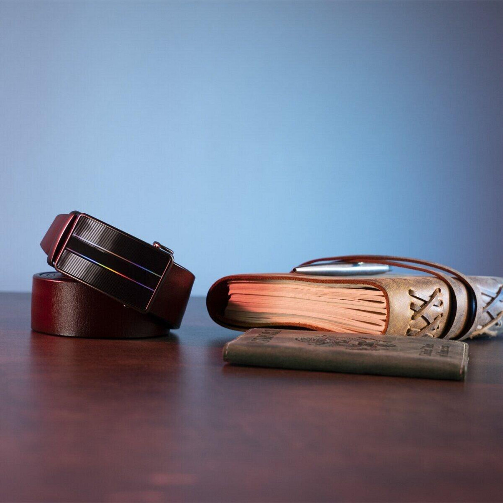 Міцний чоловічий ремінь з автоматичною пряжкою Vintage 20210 Коричневий Київ - фото 9