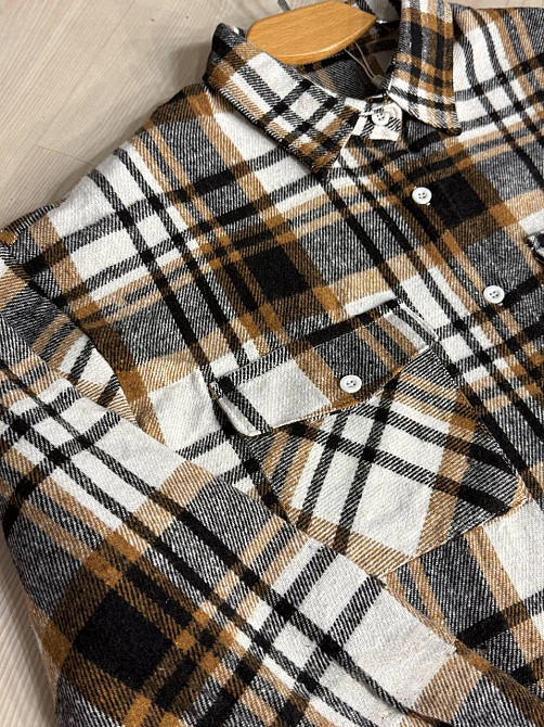 Сорочка жіноча YZY 223 картата оверсайз тепла байка, бежевий, one size Київ - фото 12