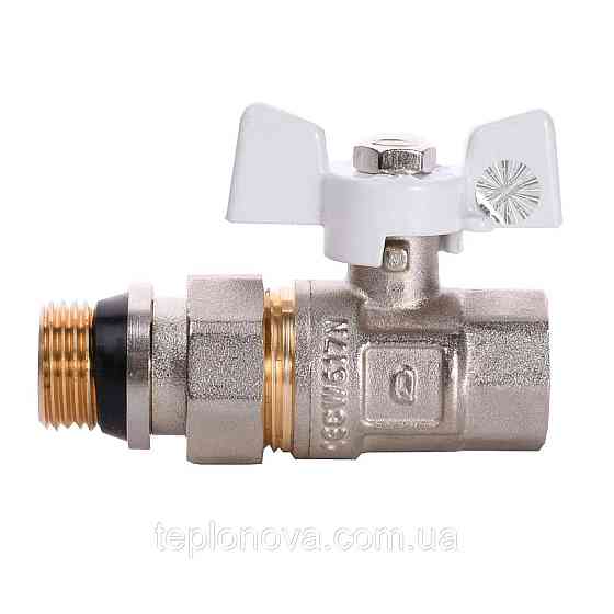 Кран кульовий прямий з американкою Q PROFESSIONAL QP003 PN40 1/2" антипротічка, Білий метелик Чернівці