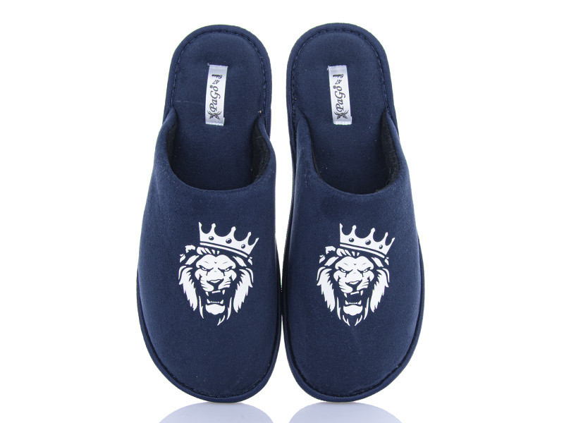 Хатні капці кімнатні чоловічі закриті сині тм "PaGo" Лев із короною 43 Одеса - фото 1