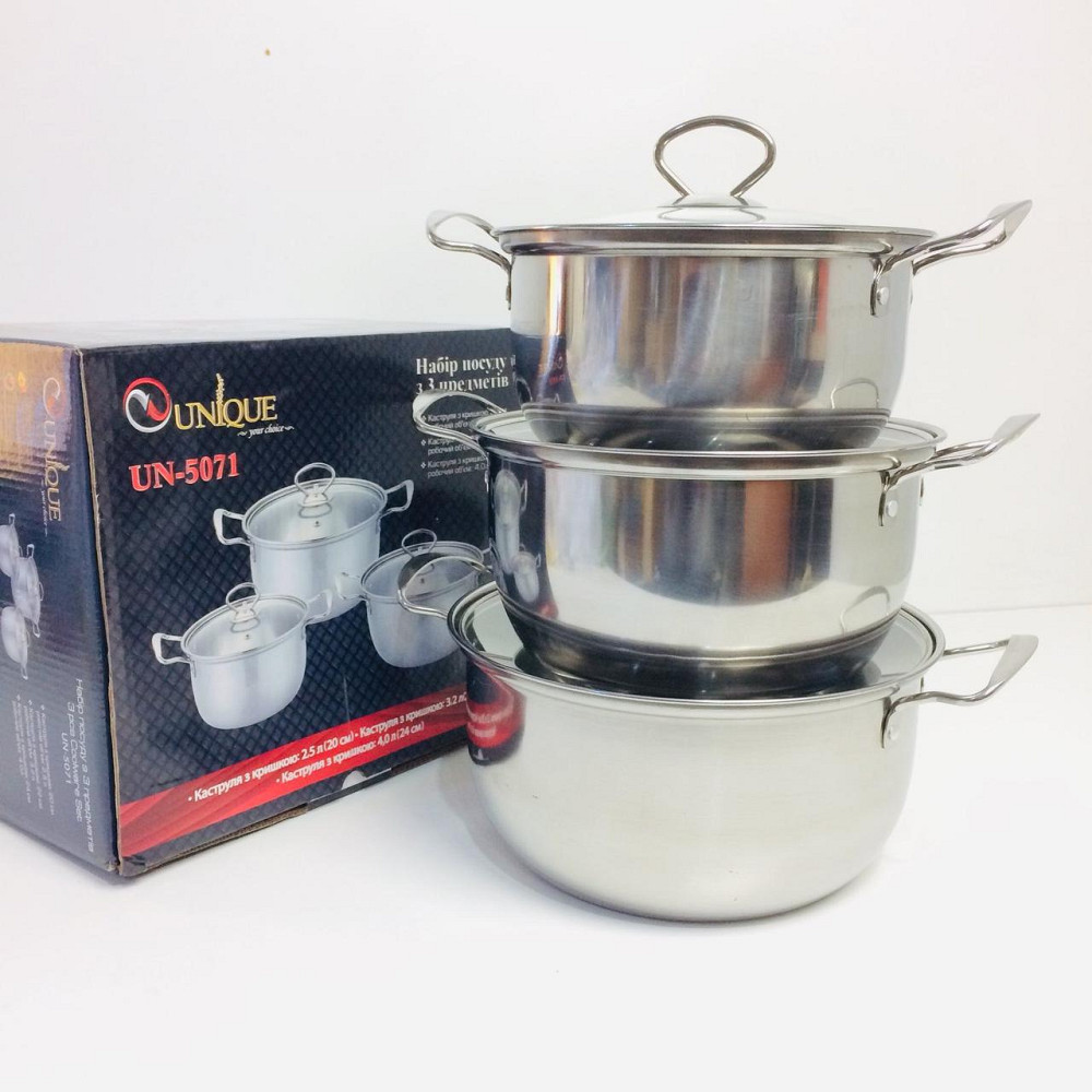 Набор кастрюль UNIQUE UN-5071 6пр (20,22.24 см) (12 шт/ящ) Одесса - изображение 1
