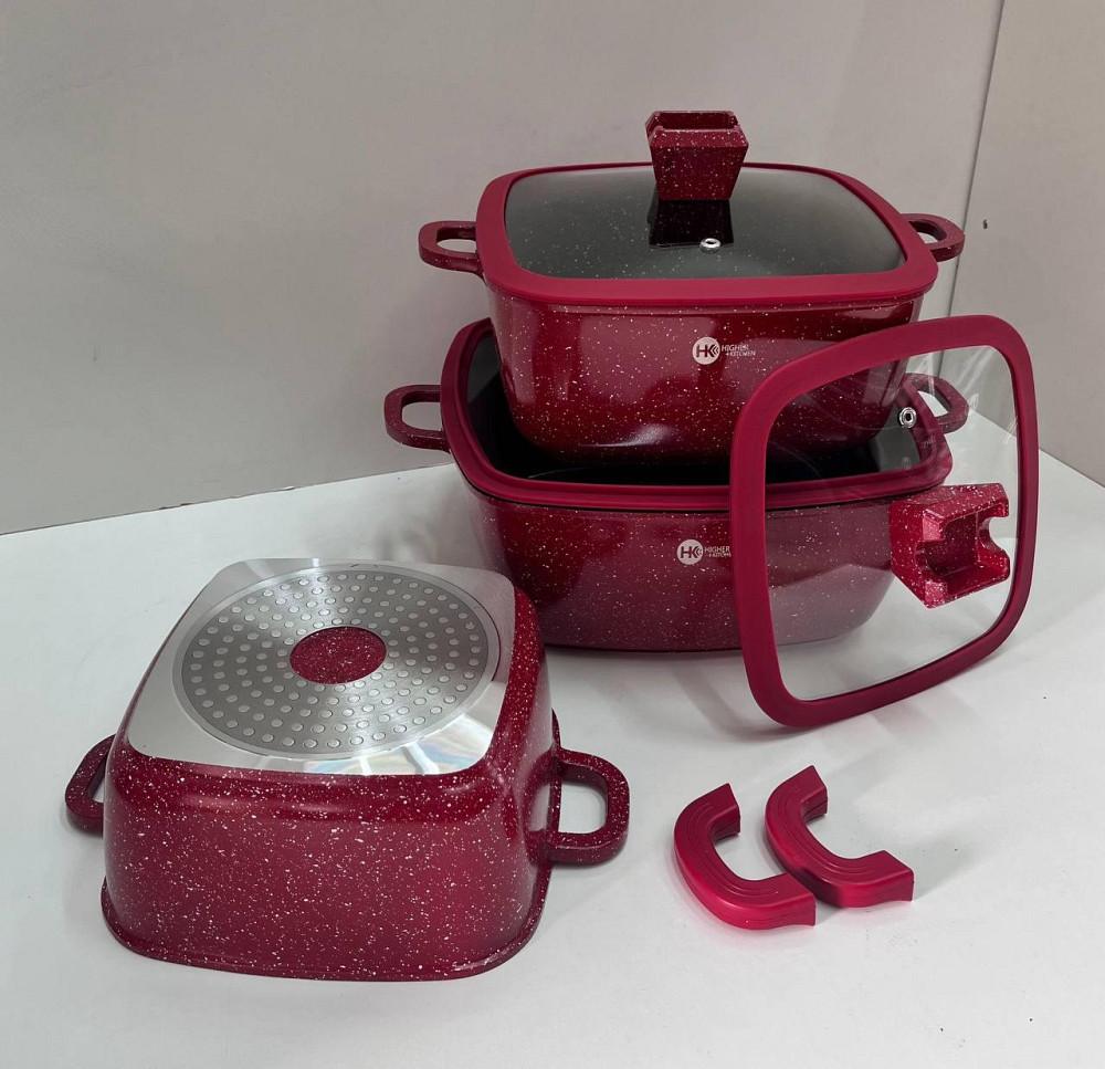 НК-323 Каструлі Набір квадратних із силіконовими кришками (4) Одеса - фото 8