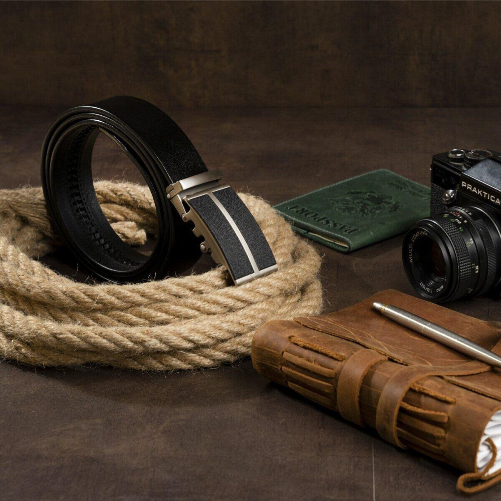 Ремінь чоловічий з чорними вставками на пряжці Чорний (Vintage) Київ - фото 4