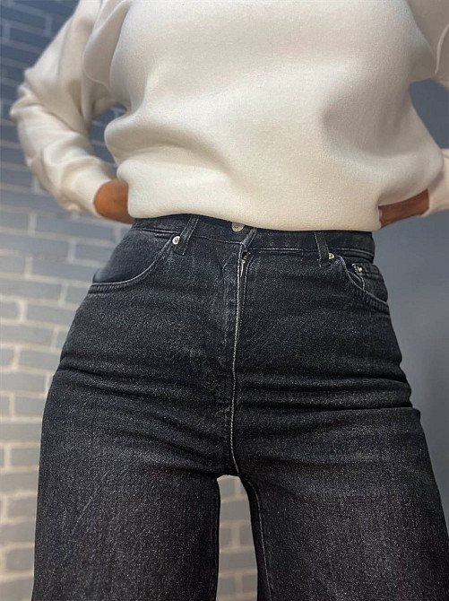 Джинсы женские Twin 1265 Straight fit палаццо широкие от бедра стрейчевые, черный, 34, 34, 75 см, 98 Одесса - изображение 8