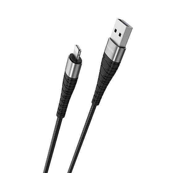Кабель BOROFONE BX32 USB - Lightning 2.4A, 1m, нейлон, aluminum+TPE конектори, колір чорний BX32LB Одеса
