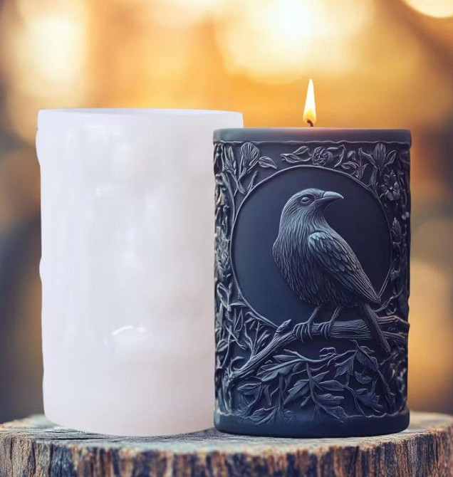 Силиконовая форма для свечи Ворон 9 см, форма для изготовления свечей Киев - изображение 1