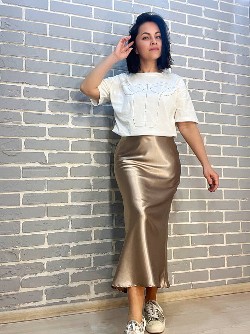 Спідниця жіноча 0222 шовкова довга максі бежева, бежевий, S Київ - фото 5