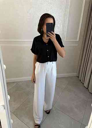 Жіноча легка базова сорочка з коротким рукавом на ґудзиках американський креп Чорний, 50/52 Одеса