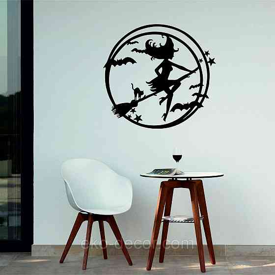 Декоративне настінне 3D Панно «Відьма», Декор на стіну з об'ємом 90*83 см, Чорний Київ