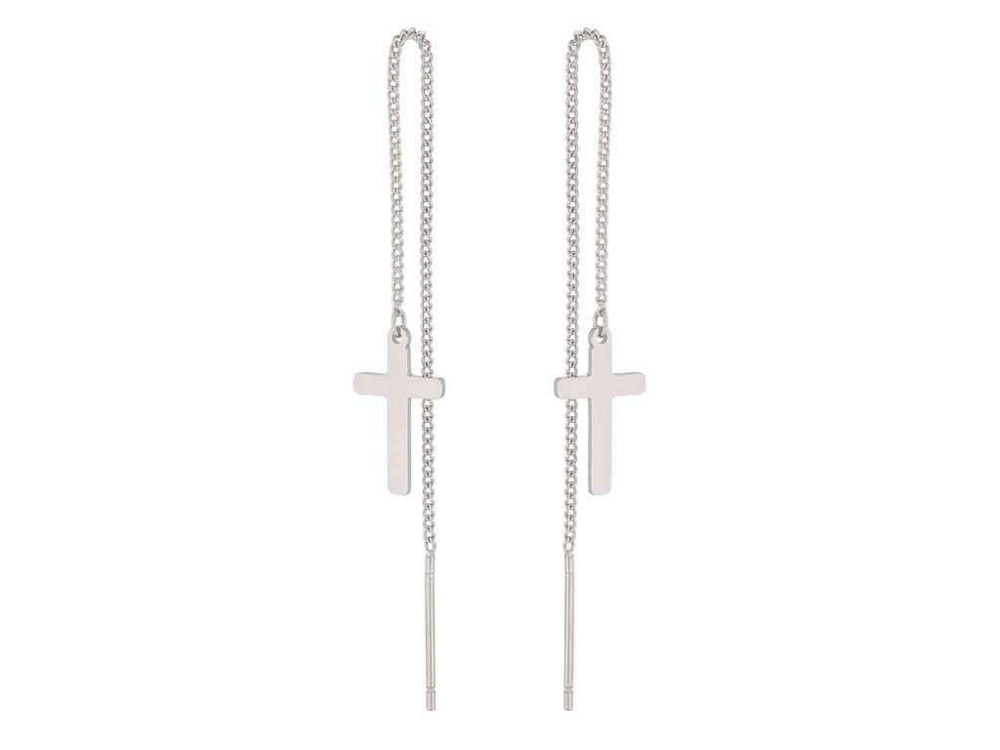 Сережки протяжки TTM Stainless Steel Родій Хрестики з ланцюжками 9,9см (334451) ТМ XUPING Київ - фото 1