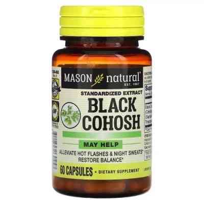 Трави Mason Natural Клопогон, Black Cohosh, Standardized Extract, 60 капсул (MAV-13045) Вінниця