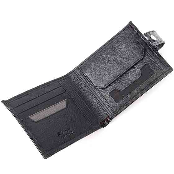 Стильный мужской кошелек из фактурной кожи под рептилию Черный (KARYA) Киев