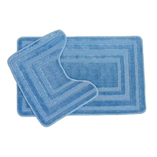Набір килимків для ванної 50*80см+40*50см U-виріз Рамка Econom синій поліпропілен Дариана Житомир - фото 1