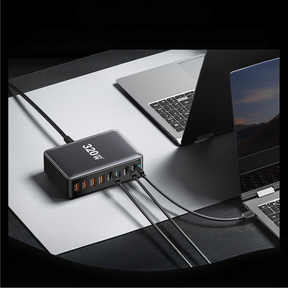 Мережевий зарядний пристрій Essager Engine 320 W 4xUSB-C+4xUSB-A Black (EZC320W-QJB0G-Z) ( 17393 ) Харьков - изображение 5