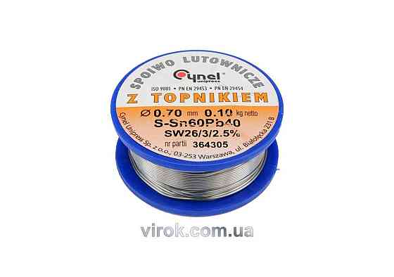 Припій Sn60-Pb40 дротяний на котушці VOREL : Ø= 0,7 мм, m=100 г  [30] Одеса