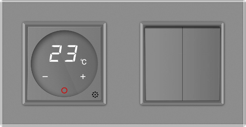 Комбінований 2-клавішний вимикач та терморегулятор (термостат) програмований для електричної теплої підлоги LIVOLO, сірий скляний, в одній рамці (VL-C Коломия - фото 4