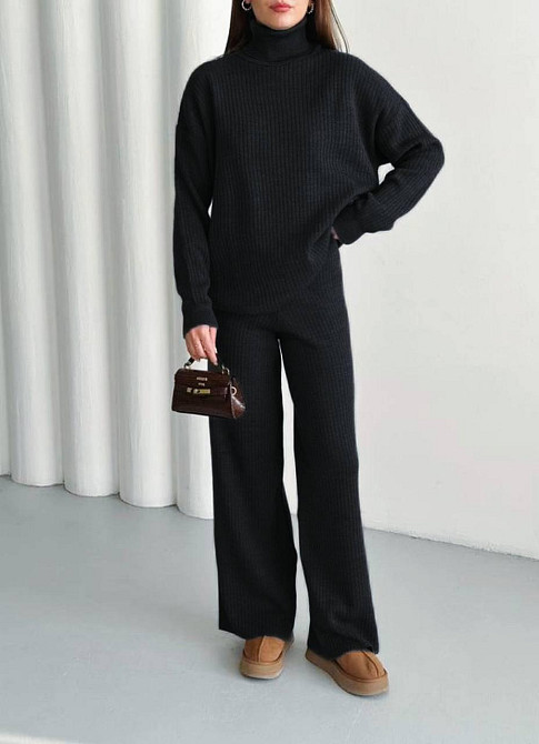 Жіночий теплий базовий костюм двійка дрібна машинна в'язка Одеса - фото 1