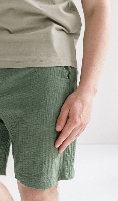 Мужские шорты муслиновые Зелёный S Харьков - изображение 6