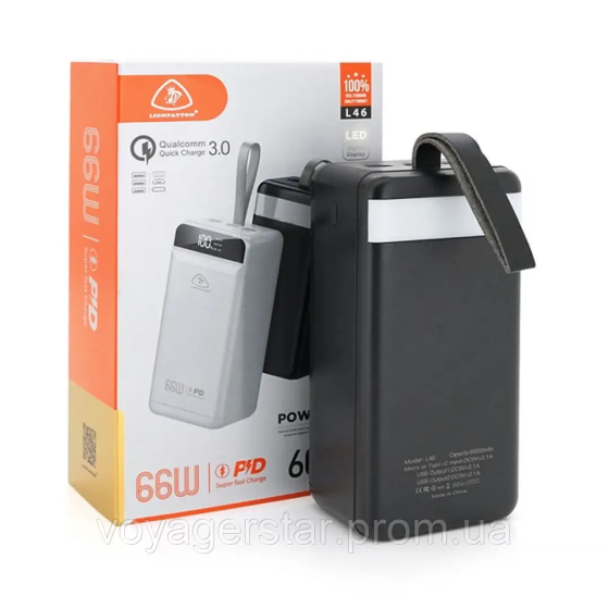 Универсальная зарядная батарея Power Bank LionPatton 60000Mah (Черный) Винница