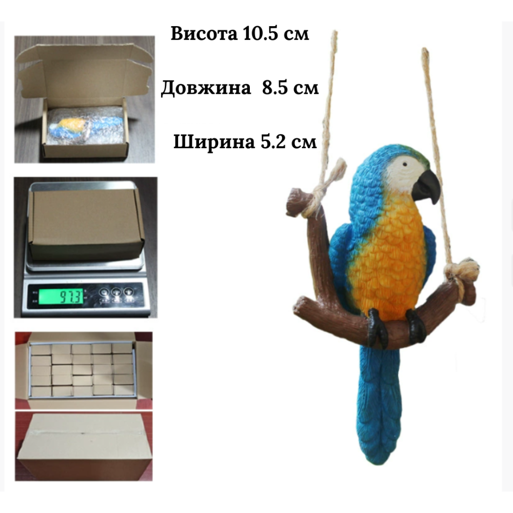 Попугай Ара фигурка 11.6 х 6.5 Желто-голубой для мини-сада, террасы, микроландшафта Одесса - изображение 2