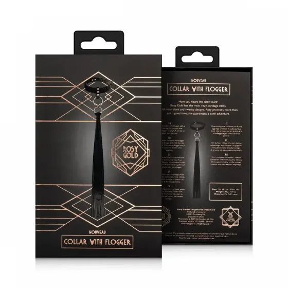 Нашийник с флогером Rosy Gold - Collar with Flogger - Black Львів