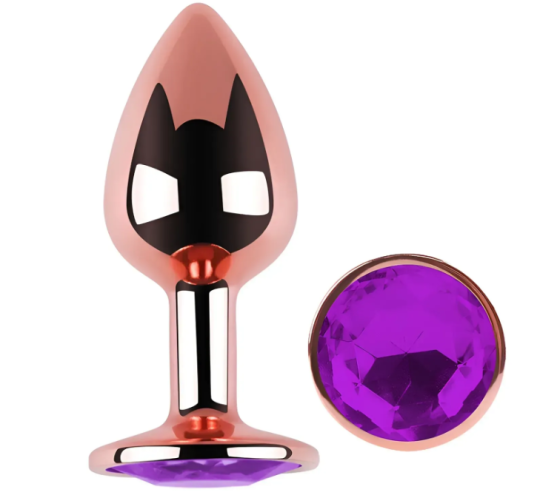 Анальна пробка із кристалом EGZO - Rose Gold Round Plug Purple size S Sex Aura Київ