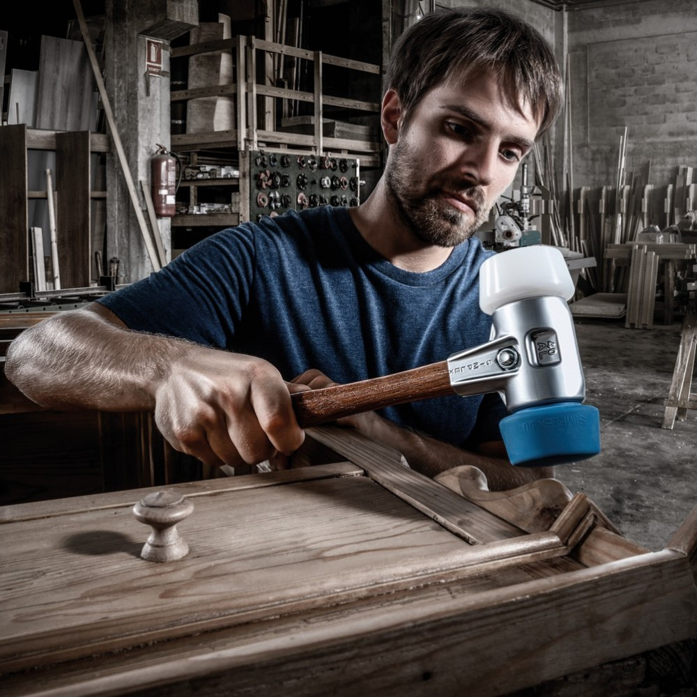 Молоток HALDER Simplex 3117 насадки із синього поліуретану, білого нейлону Одеса - фото 3