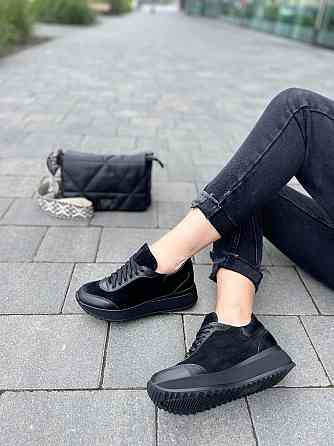 Mermaid Кросівки жіночі Mermaid чорні шкіра + замша весна-осінь (5155) Коломия