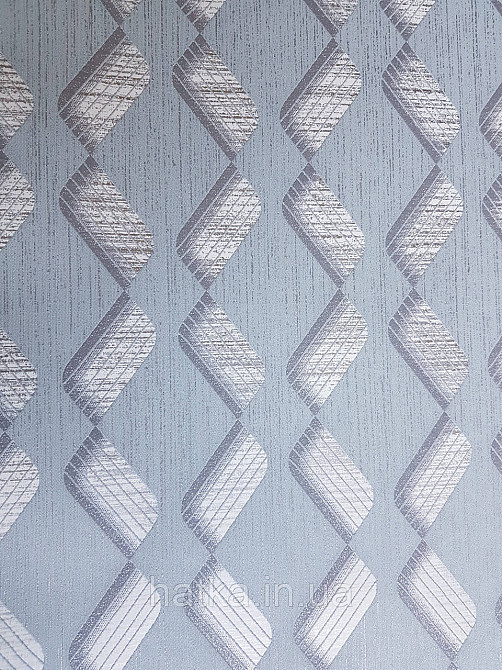 Шпалери метрові вінілові на флізеліні Marburg Villa Romana геометрія смужки зиґзаґ сріблясті на сіро-блакитному Київ - фото 2