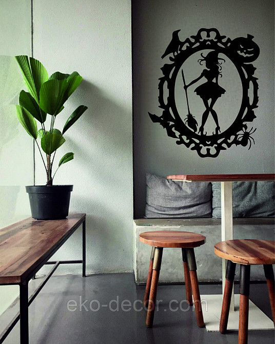 Декоративное настенное Панно «Ведьма с веником», Декор на стену 90*77 см, Черный Киев - изображение 5