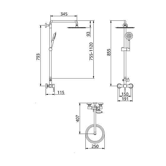 Душова система для душу Lidz Aria 1020 на два споживачі (k35) LDARI1020NKS46114 Nickel Київ