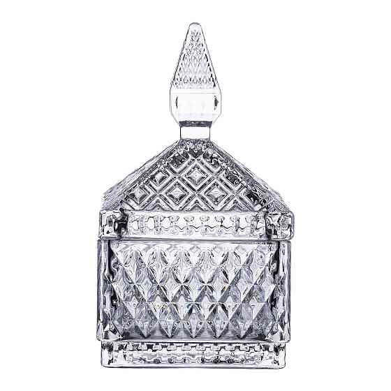 Стеклянная конфетница с крышкой квадратная 15 см Киев