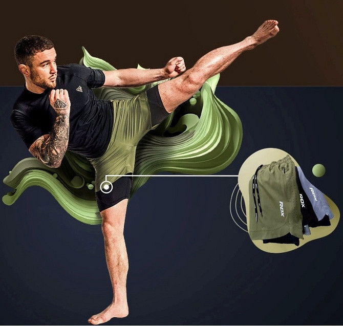 Компресійні шорти для RDX MMA T16 2-в-1 GREN/BLACK-XL Каменское - изображение 7