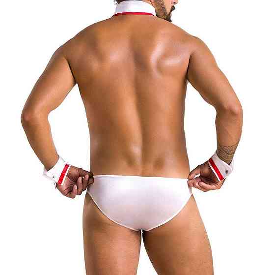 Комплект эротического мужского белья Passion 037 GREGORY L/XL White, трусы, воротник, манжеты Sex Aura Киев
