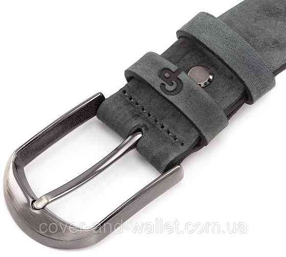 Серый мужской ремень из итальянской винтажной кожи 35мм Grande Pelle Labbro Киев