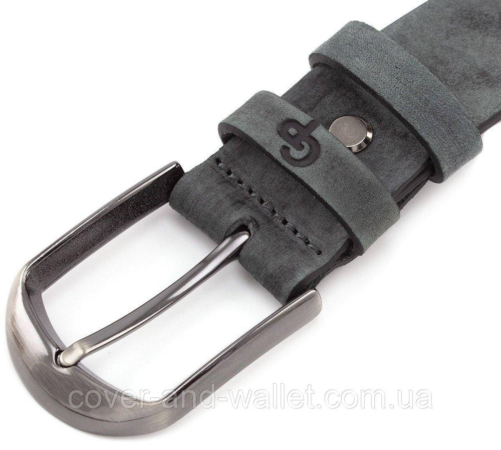 Серый мужской ремень из итальянской винтажной кожи 35мм Grande Pelle Labbro Киев - изображение 6