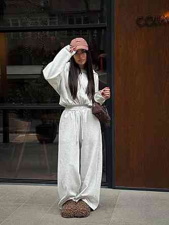 Женский стильный повседневный оверсайз костюм двойка трехнитка петля Меланж Одесса