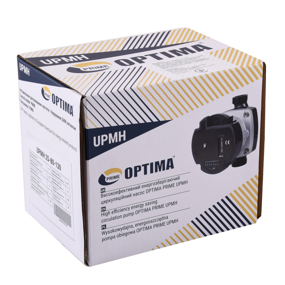 Насос циркуляционный энергосберегающий Optima PRIME UPMH 25-80AUTO 130мм + гайки (000027878) Киев - изображение 2