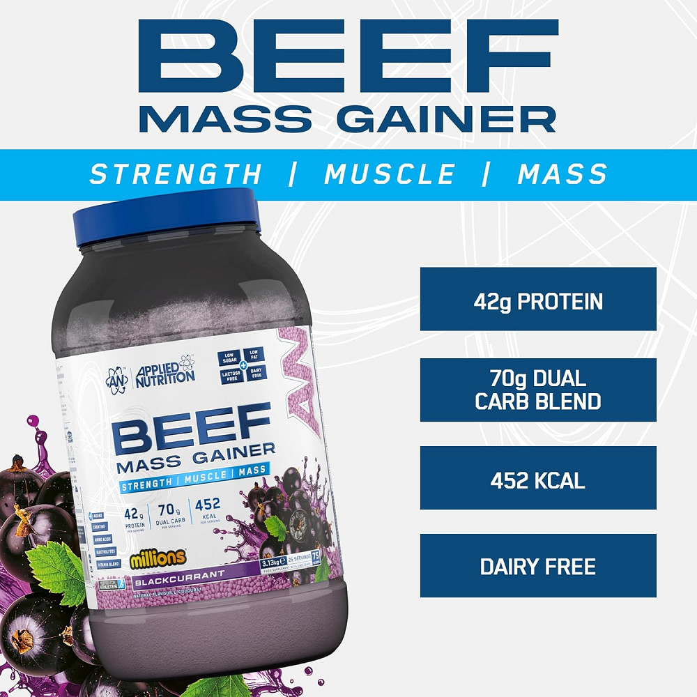 Гейнер Applied Nutrition Beef Mass Gainer 3130 г, BLACKCURRANT MILLIONS Луцк - изображение 3