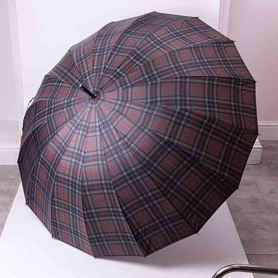 Класична парасолька-тростина напівавтомат з поліестеру 16 спиць діаметр 117 см Сірий HP-23-4G Коломыя