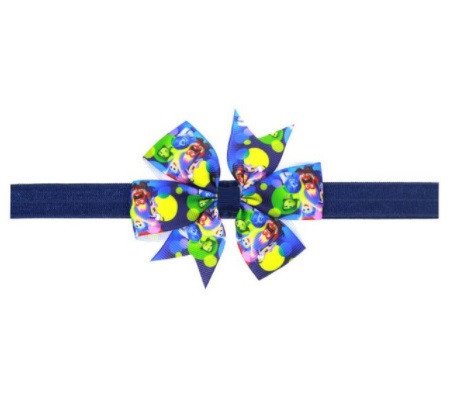 Дитяча пов'язка з принтом мультиків - розмір банта 8см, розмір універсальний (на резинці) Київ - фото 1