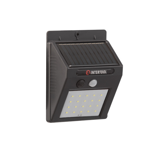 Светильник аккумуляторный настенный 20 SMD, уличный, солнечная панель, датчик движения INTERTOOL LB-0112 Киев - изображение 3