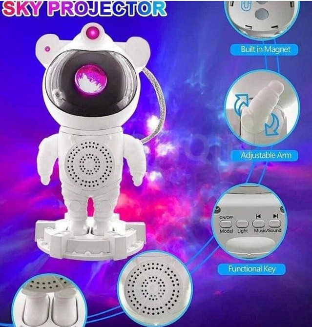 Большой Ночник Проектор звездного неба и луны Астронавт Лазерный. Харьков - изображение 4